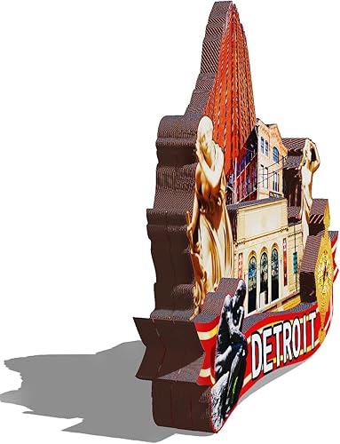 Miniatura 2 de Imán de madera de Detroit de Estados Unidos 3D para nevera, recuerdos coleccionables, decoración hecha a mano, artesanías 2