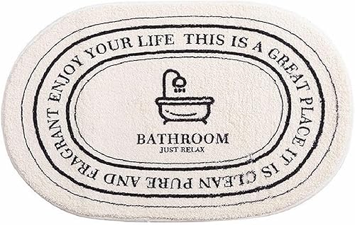 Alfombra de baño Enjoy Your Life, antideslizante, suave, absorbente de agua, alfombra de baño en blanco y negro, bonita alfombra de baño para ducha,