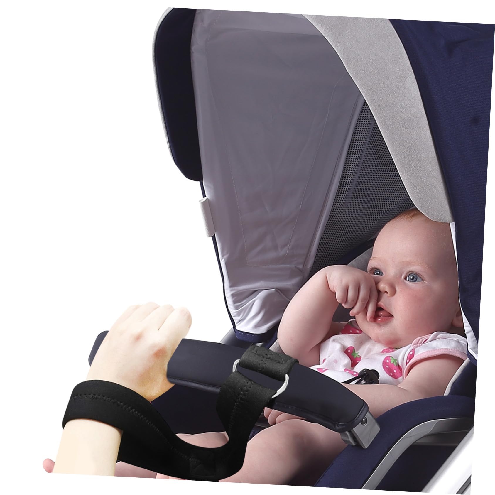 Braccialetto di Sicurezza per Passeggino in Neoprene Antiscivolo Nero | Cordino da Polso di Sicurezza, Elastico e Morbido, per Carrozzina e Carrello della Spesa, Cinturino