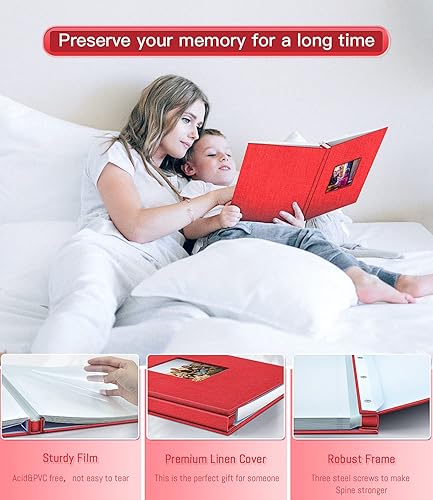 Miniatura 18 de popotop Álbum de fotos autoadhesivo con ventana de visualización de imágenes, 60 páginas, kit de suministros para álbumes de recortes para fotos