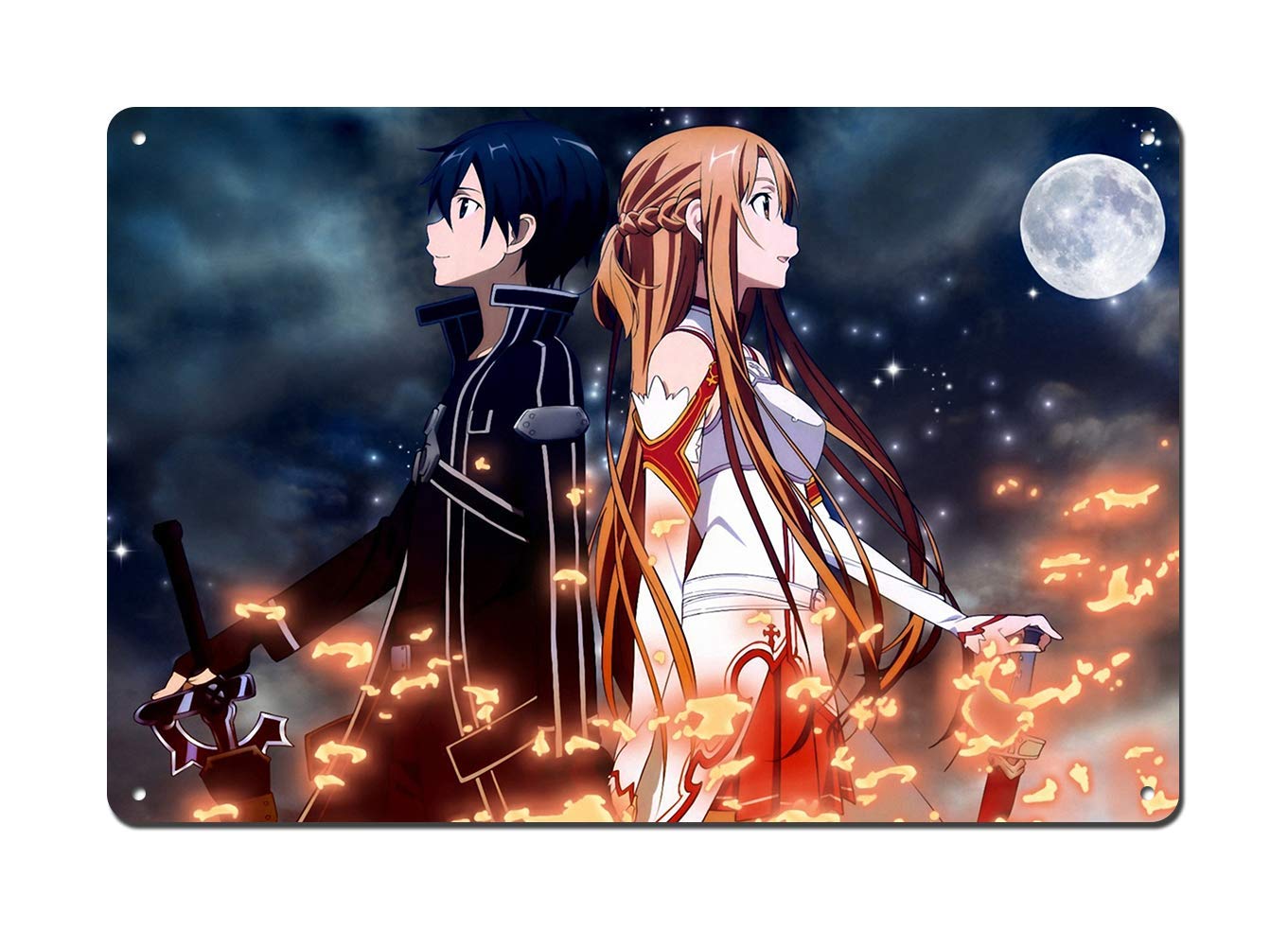 Dreamawsl Tin Sign Wall - Sword Art Online Poster SAO Poster Kirito and Asuna Poster - Anime Poster Anime TV Show Poster 11.8 x 7.8 in （30cmx20cm）