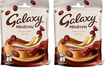 Galaxy Minstrels Milk Chocolate 2 x 118g   Smooth & Creamy Galaxy Chocolate in Crispy Shells, Chocolate Sharing Bag, Milk Chocolate Sweets, Suitable for Vegetarians