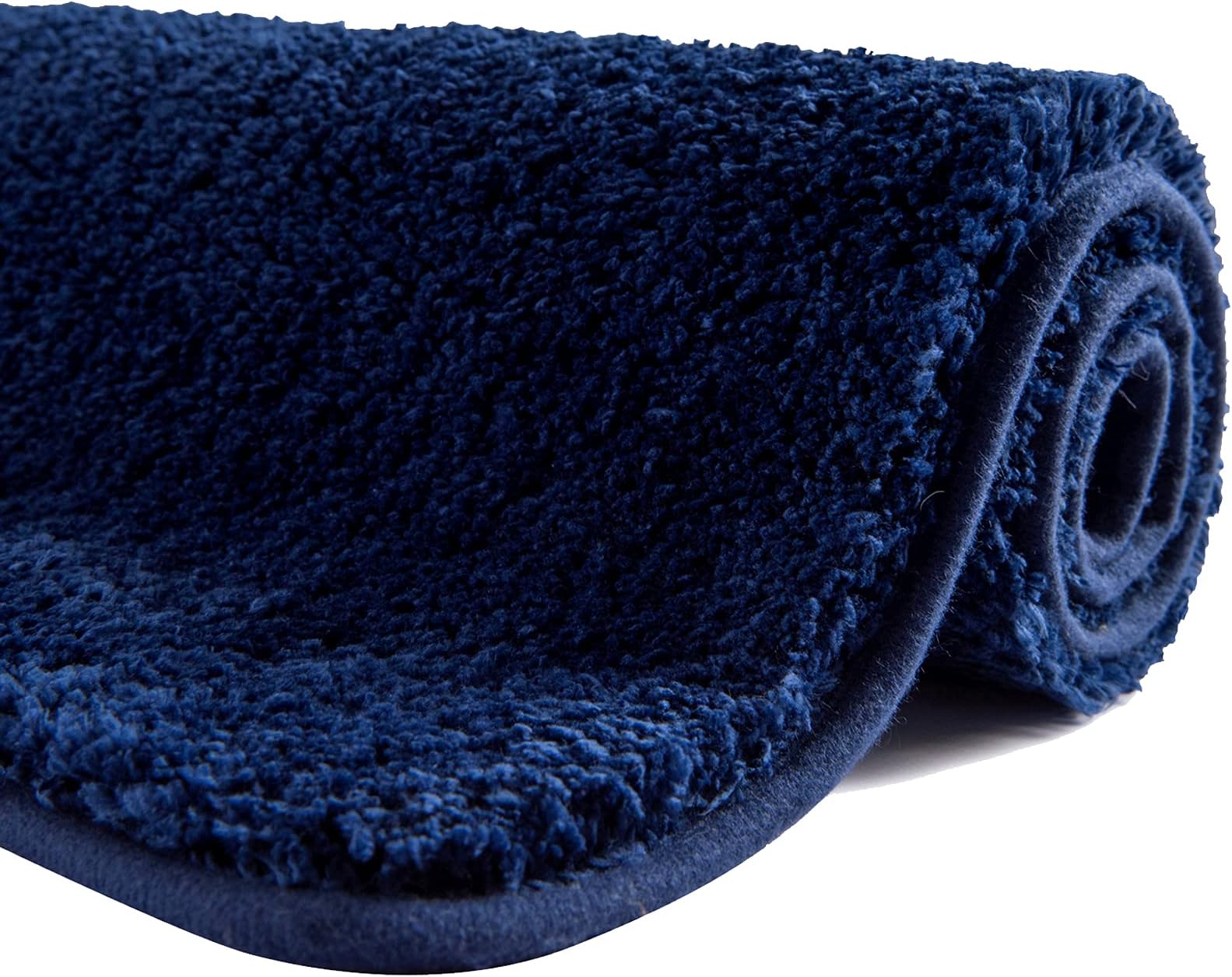 60cm x 40cm Non Slip Bath Mat Machine Washable Durable Soft Fluffy Microfiber Bathroom Mat Water Absorbent Bath Rug Navy Blue