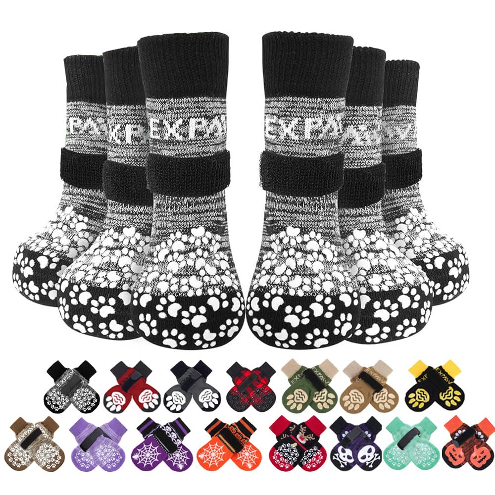 EXPAWLORER 6Pcs Anti-Slip Dog Socks for Paw Protection