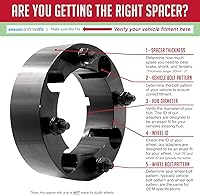 Vista 5 de Wheel Accessories Parts 2 espaciadores de rueda ATV UTV 4 en 5.394 in 0.157x5.394 in 1.75 pulgadas de grosor 4.331 in Hub M10 1.25 10x1.25 rosca