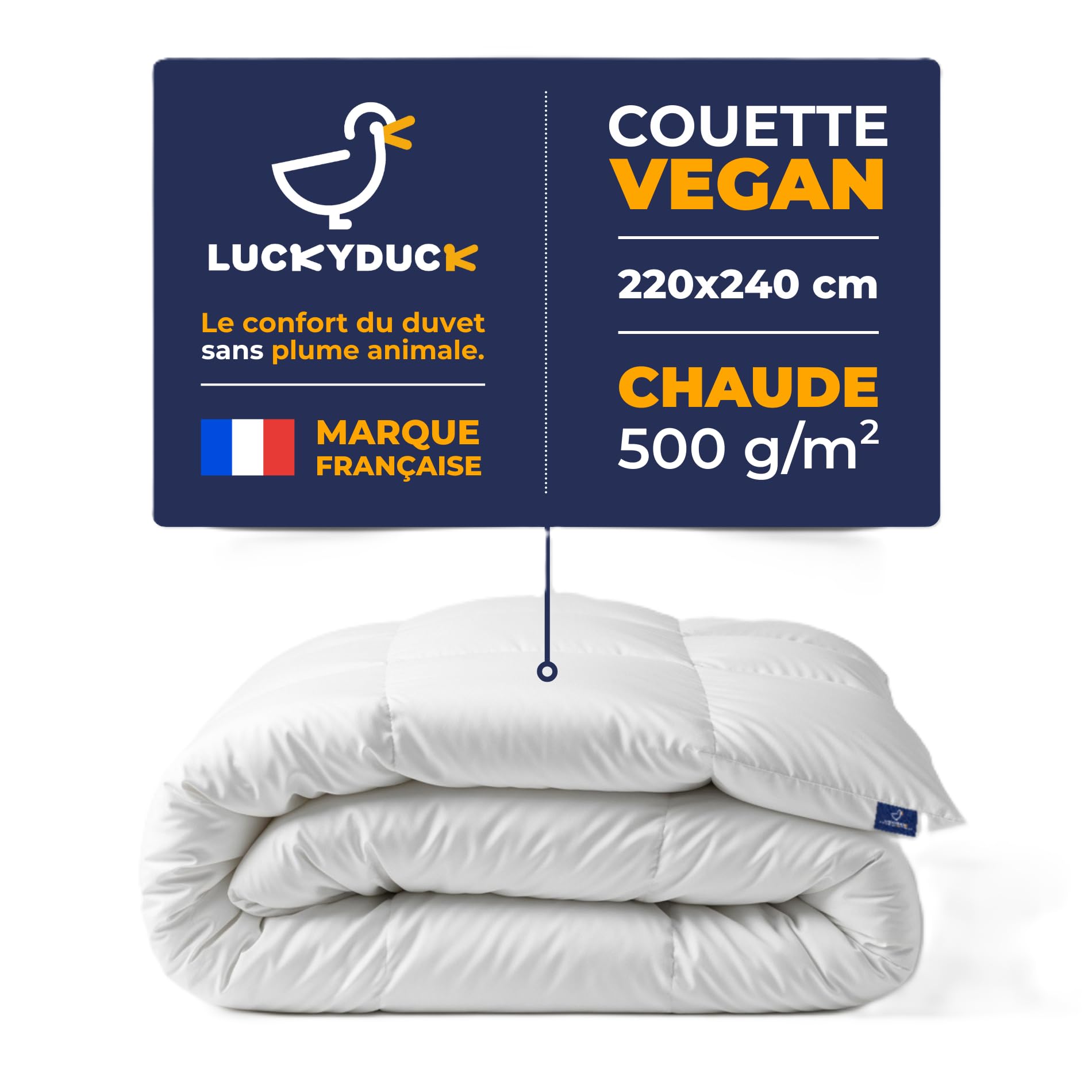 Warme Bettdecke Luckyduck 220 x 240 cm – großes Format – Füllung Mikrofaser I Loft – Perkal aus weißer Baumwolle – maximale Wärme im Winter – maschinenwaschbar Bettdecke, Bettwaren & Bettwäsche