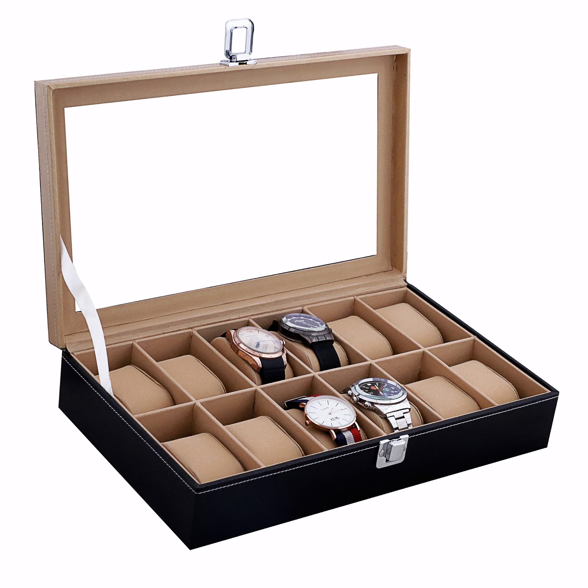 Galaxy Craft 12 Slot Watch Box Organizer Box Case for Men and Women PU Material Pack of 1 (Cream) (B0C3XRQZN8) Amazon Price History, Amazon Price Tracker