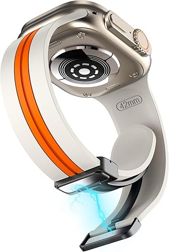 Miniatura 4 de Correa de silicona con cierre plegable magnético, compatible con Apple Watch de 1.654 in 1.732 in 1.772 in 1.929 in, correa de silicona deportiva