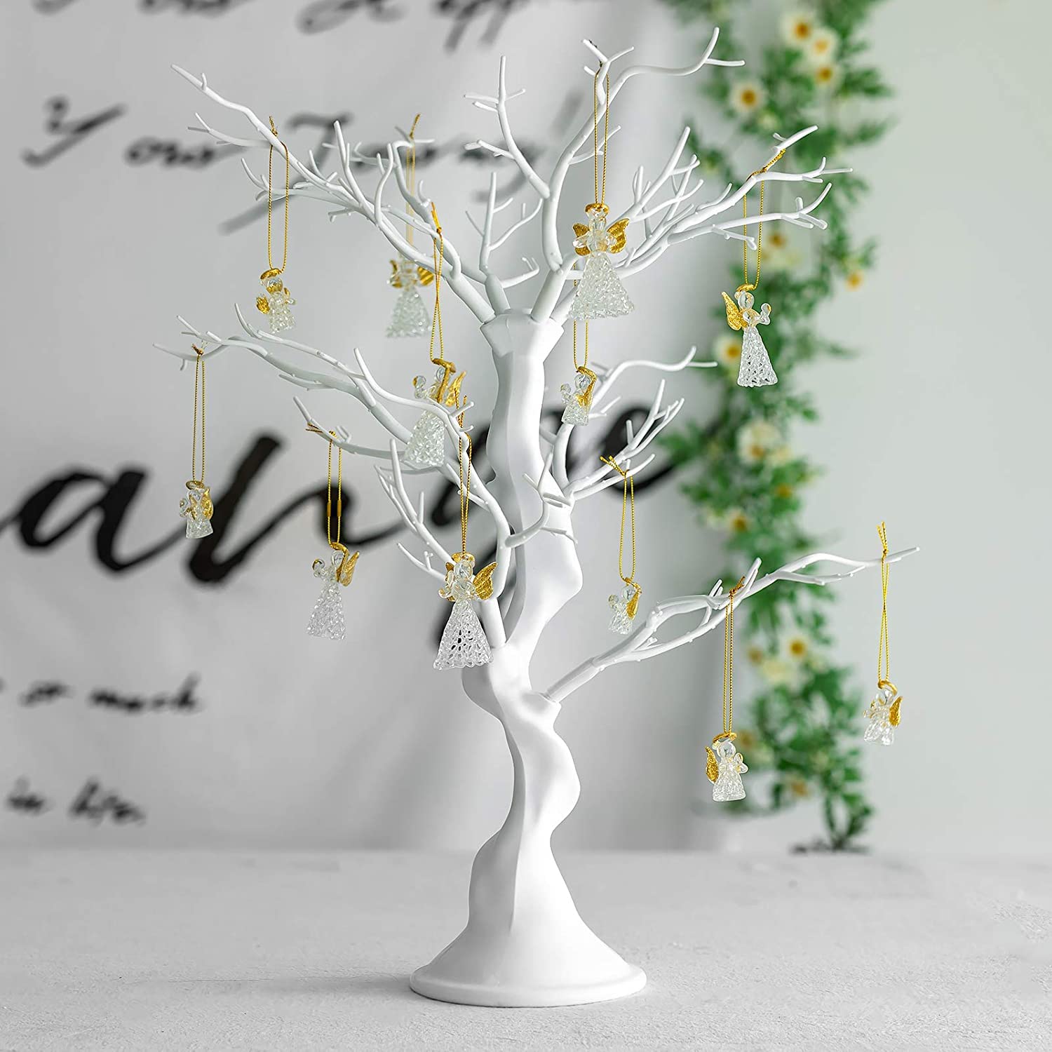 Sziqiqi 58cm Arbre de Pâques Blanc: Arbre de Paques Centre de Table pour Boule Decoration - Arbre Decoratif Interieur pour Mariage Fête Anniversaire Noël Bapteme Oeuf de Paques a Decorer