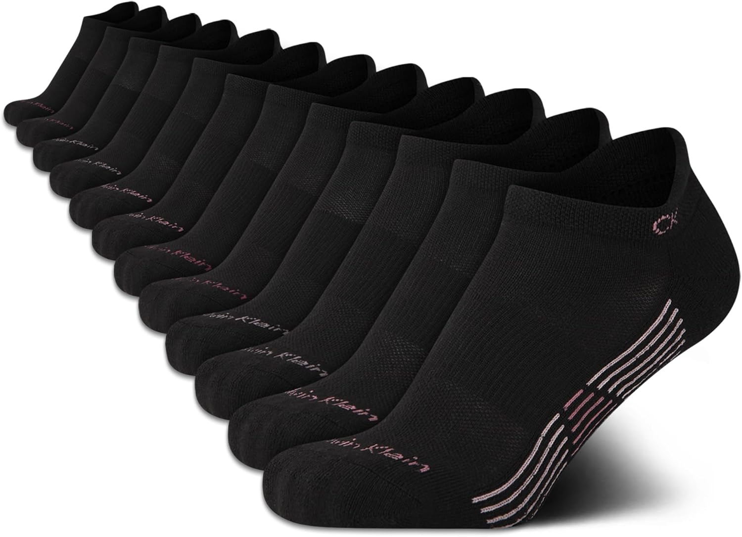 Calvin Klein Womens No Show Socks - 12 Pack Lightweight Cushioned Athletic Tab Low Cut Running Socks for Women