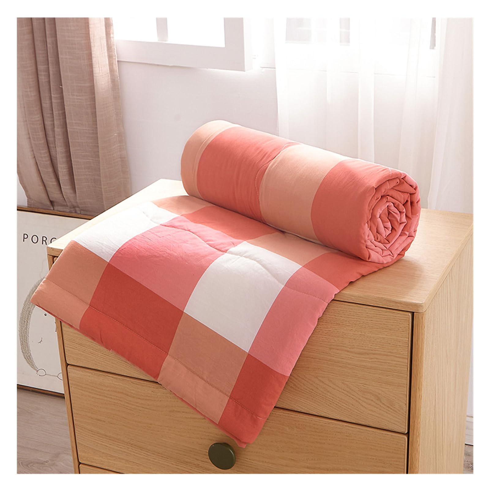 DUBTEDHOU Summer Blanket Lightweight Summer Duvet Lightweight Quilted Microfibre Multicolor Multiple Sizes(Pink,180x220cm)