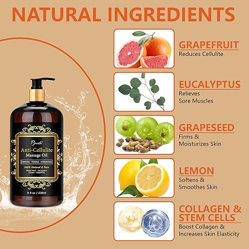 Miniatura 4 de Aceite de masaje anticelulítico y crema caliente con masajeador, removedor natural de celulitis, aceite y masajeador para piernas, brazos y glúteos,