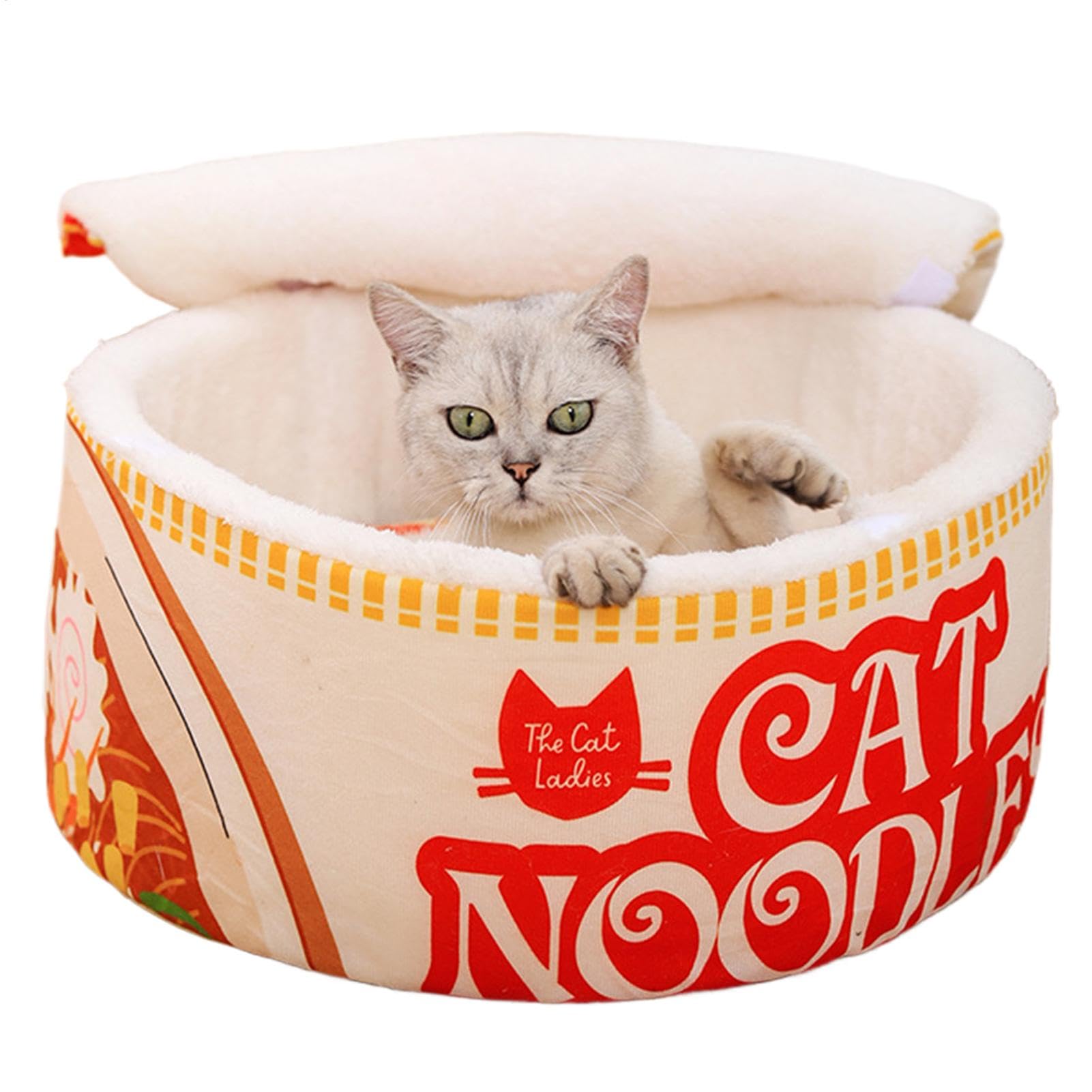 Amazon | ラーメン猫ベッド、 ヌードルボウル型ペットベッド