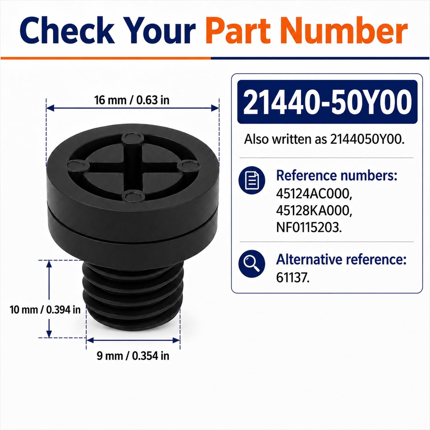 Radiator Drain Plug 21440-50Y00 Radiator Drain Cocks Fit for Nissan Infiniti Mazda Subaru 1991-2020 (Pack of 6)