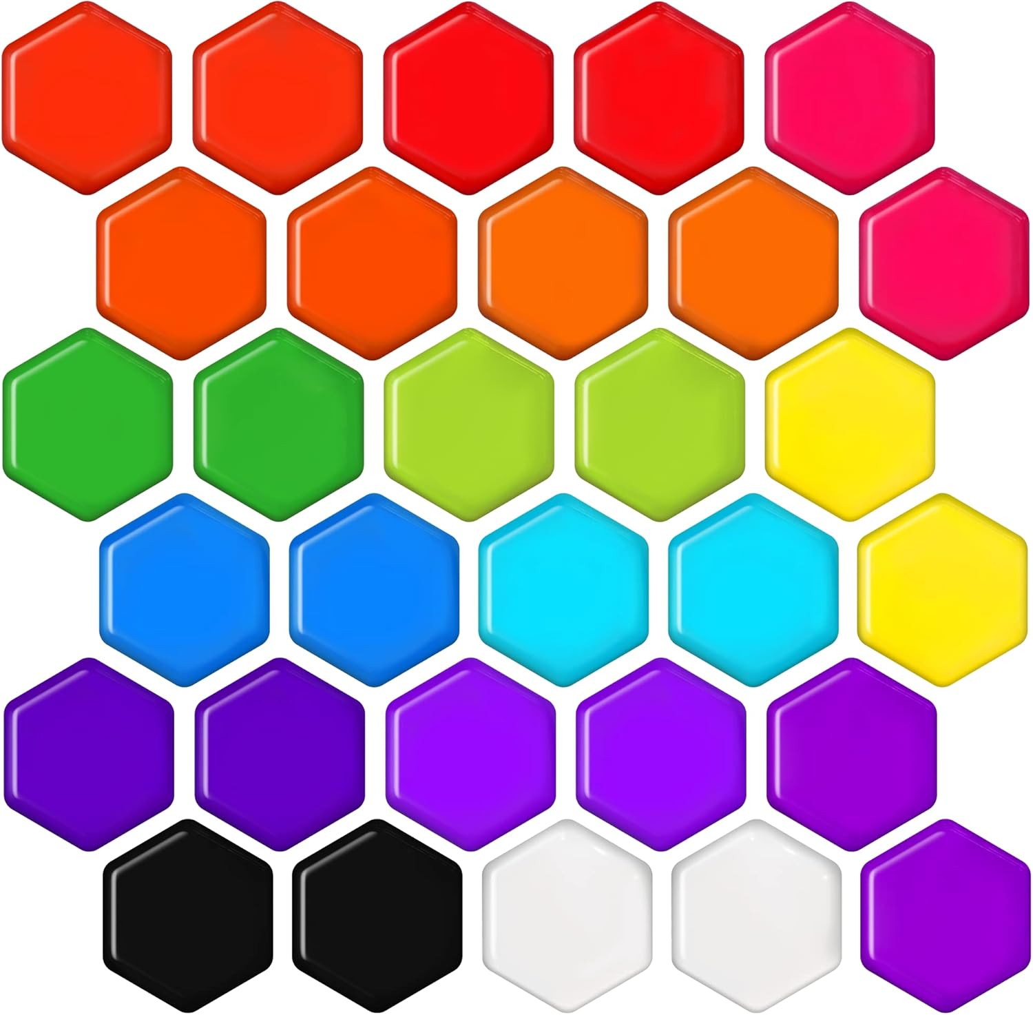 30 Pack Hexagon Refrigerator Colorful Fridge Cute