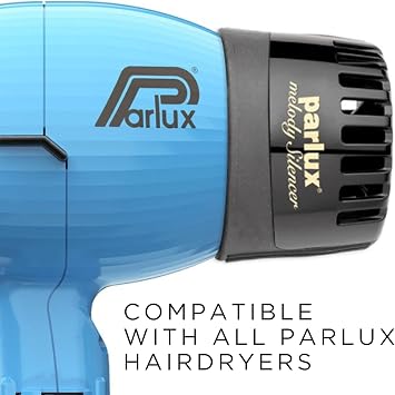 Parlux Melody Silencer Hair Dryer Attachment for Noise Reduction. Compatible with Parlux Hairdryers. Lightweight for Salon & Home Use. (Black)