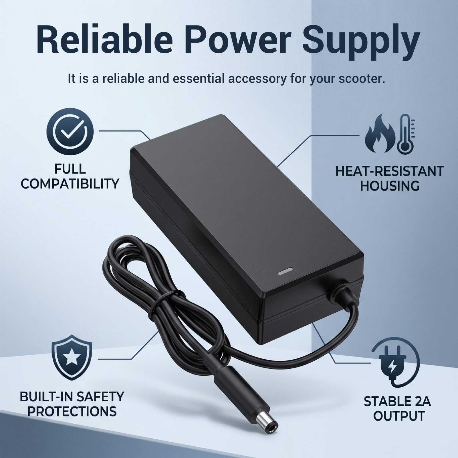 Chargeur de Batterie pour Scooter électrique 2A, Adaptateur d'alimentation pour Kukirin