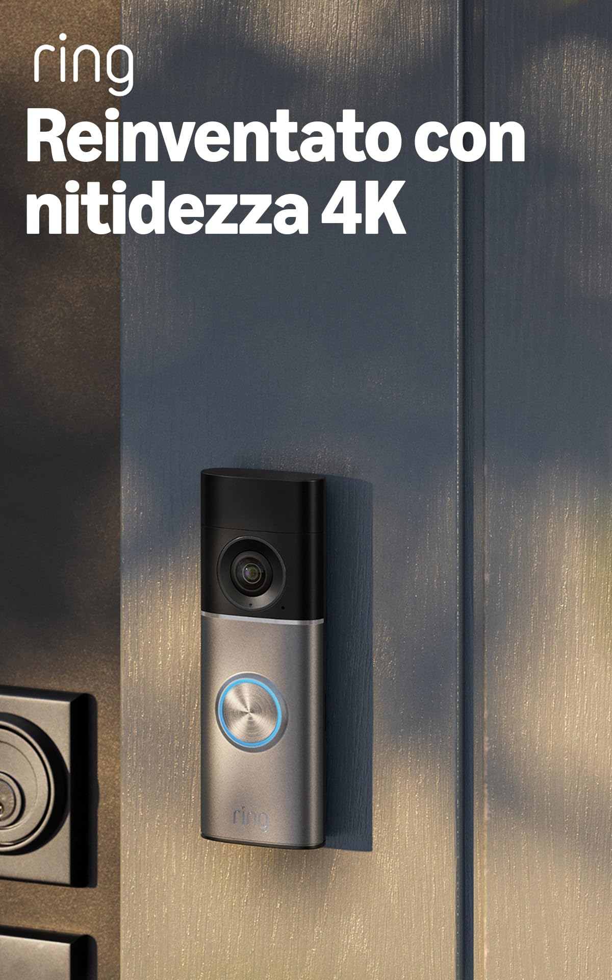 Videocitofono Pro cablato (Ring Wired Video Doorbell Pro, ultimo modello) Installazione cablata, Campanello con videocamera, Retinal 4K, Zoom10x, Prova gratuita di 30 giorni piano d'abbonamento Ring