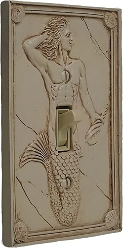 Miniatura 6 de Merman - Cubierta para interruptor de luz esculpida 3D, cubierta de placa de interruptor de pared de poliresina, decoración de pared Merman para el