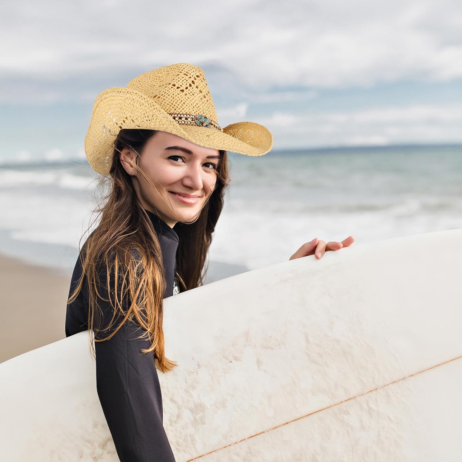 Cowboy Hat,Cowgirl Hat,Cowboy Hats for Women/Mens/3 Decorative Bands Straw Hat,Western Cowboy Hat for Women and Men