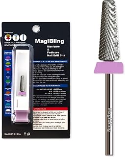 16mm 5 in 1 Tapered Barrel Nail Drill Bits, 3/32'' Safety Tungsten Carbide Bits for Professionals, Right & Left Rotation, Manicure Cuticle Gel Acrylic Removal Polishing, Technicians Bits, Double Fine