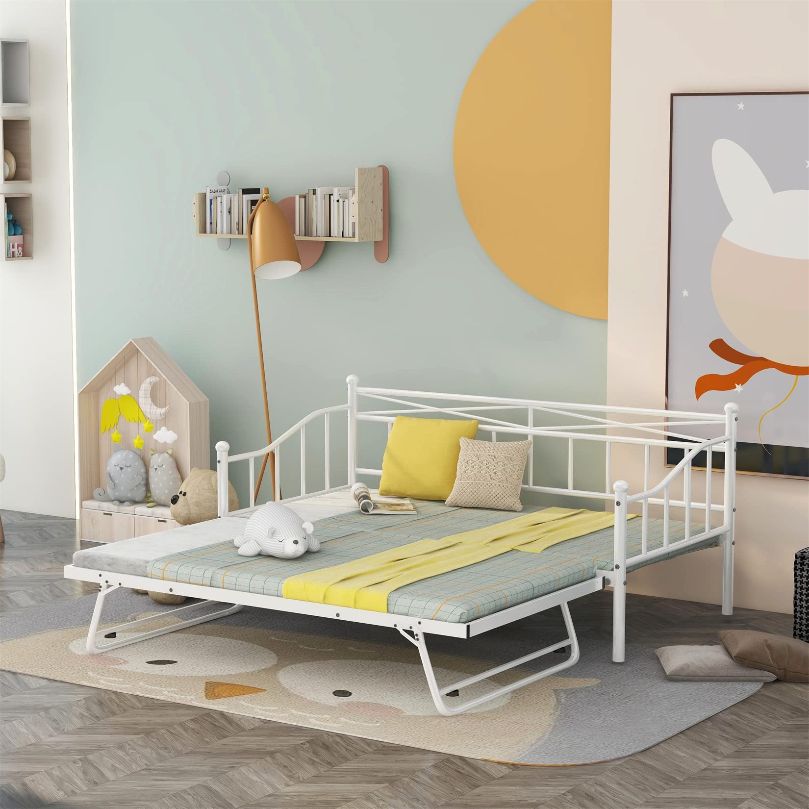 Buy Metal Daybed with Trundle HeavyDuty Day Bed with Pop Up Trundle