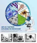 NOKA Microscope for Kids - 58-Piece Science Microscope Kit 1200X, Metal Body, LED Lights, Carrying Box, Slides - Science Experiments Toy for Kids Ages 6-12 Boys Girls Gifts