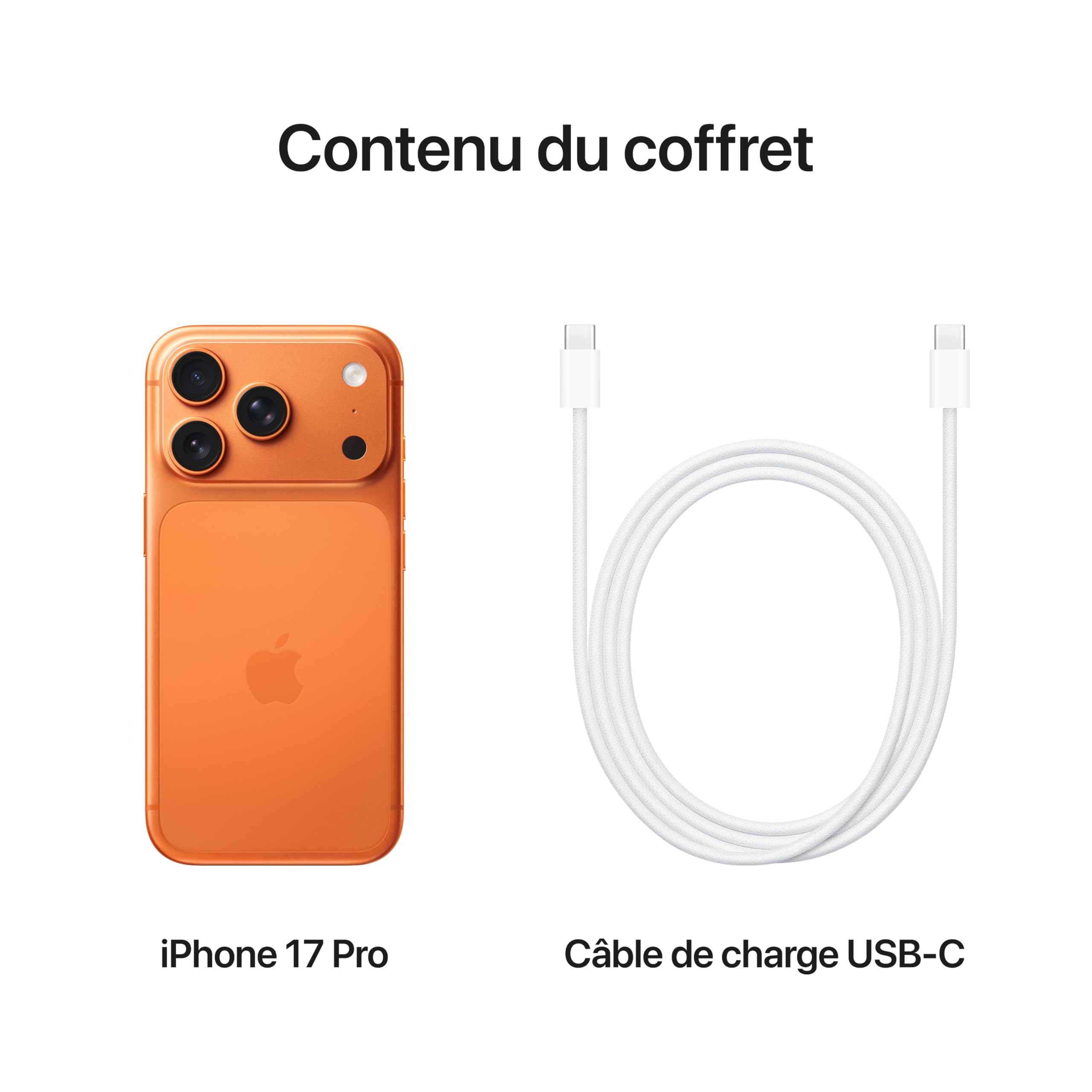 Apple iPhone 17 Pro 256 Go : Écran 6,3 pouces avec ProMotion jusqu’à 120 Hz, Puce A19 Pro, Autonomie prodigieuse, Système caméra Pro Fusion avec caméra avant Center Stage ; Orange cosmique