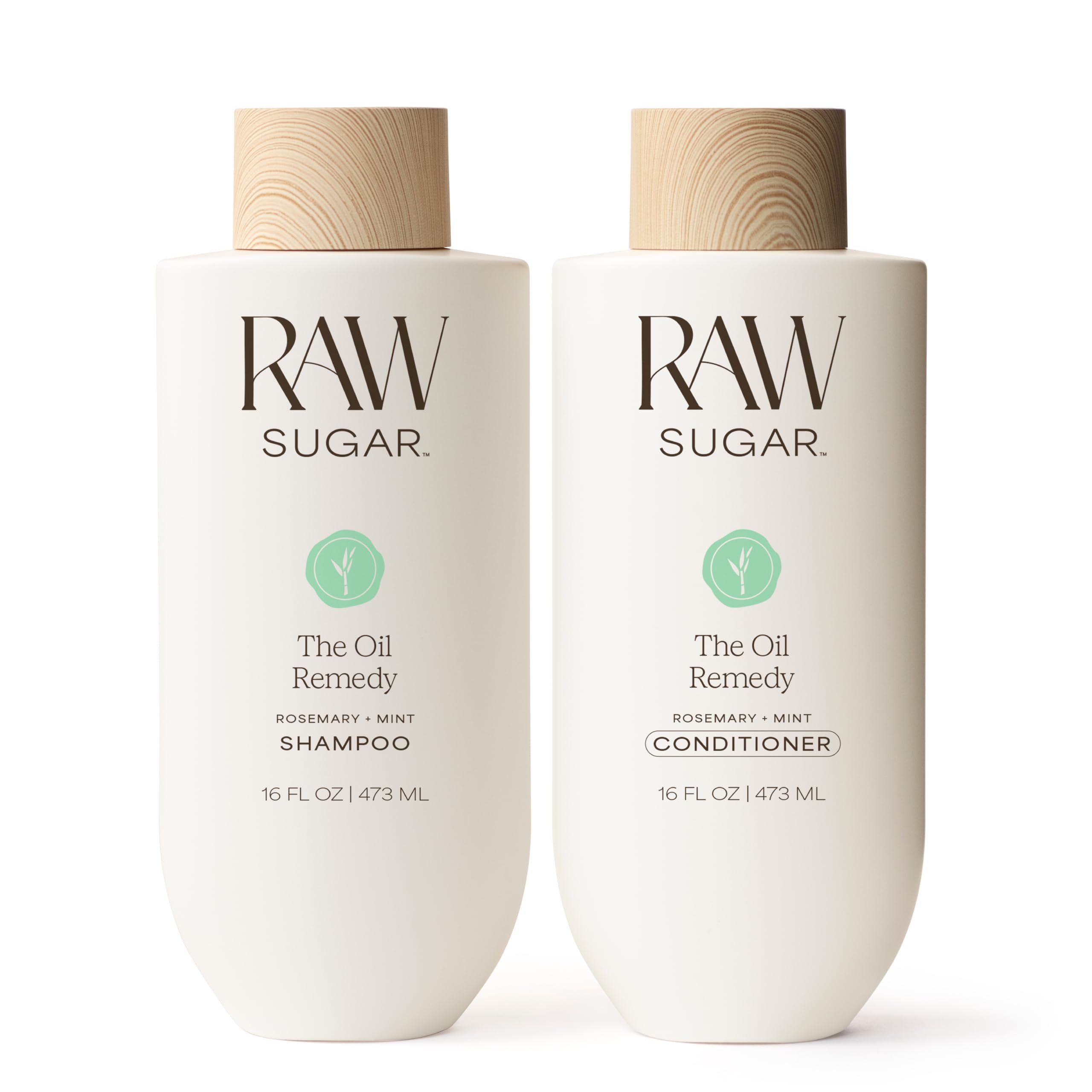 Raw Sugar Shampoo and Conditioner Set, The Oil Remedy Hair Care Duo, 16 Fl Oz (2 Products) Balances Oil, A Refreshing Haircare Bundle, Without SLS/SLES & Parabens, Color-Friendly, Vegan