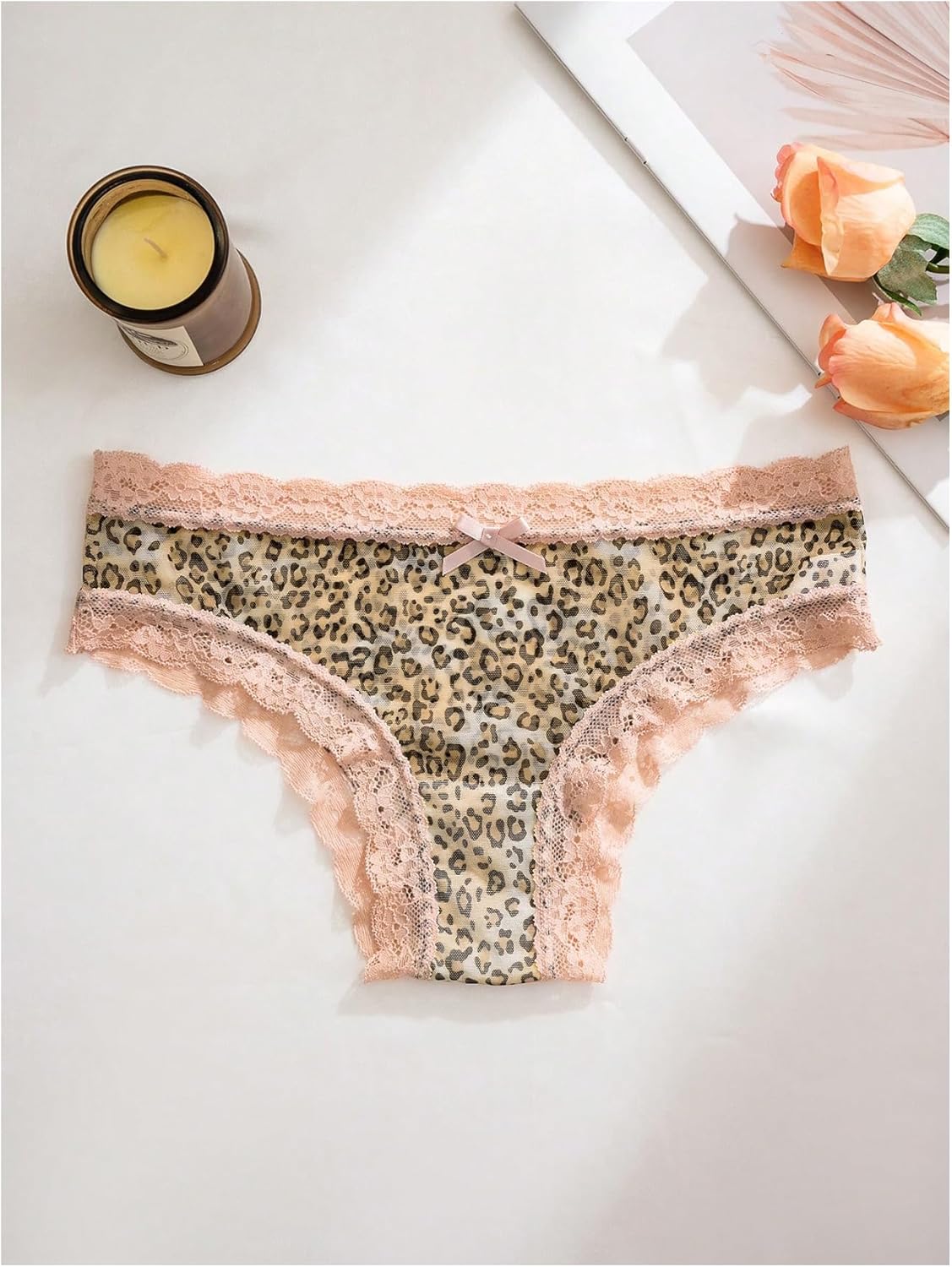 SHENHE Women's Sexy Lace Trim Leopard Print Underwear Cheeky Bikini Panty Low Rise Underwear - Image 5