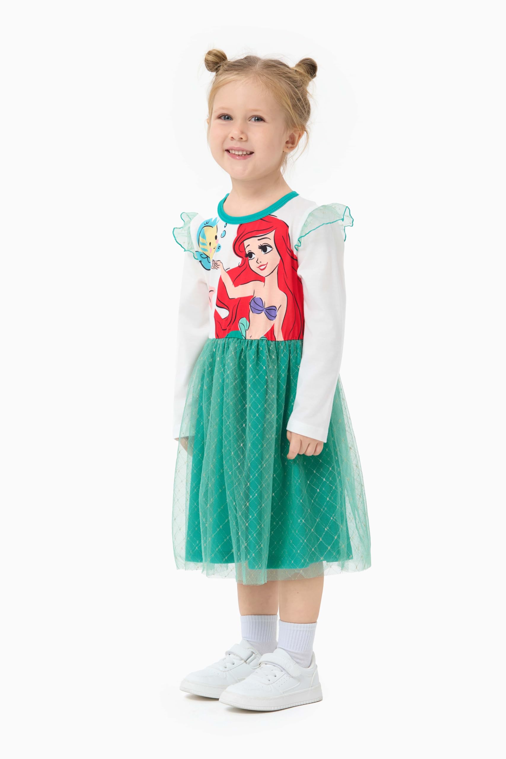 Disney Frozen ELSA Princess Cinderella Ariel Jasmine Rapunzel Baby Kleinkind Kleid Rüschen Langarm Mesh Overlay Tüll Kleid