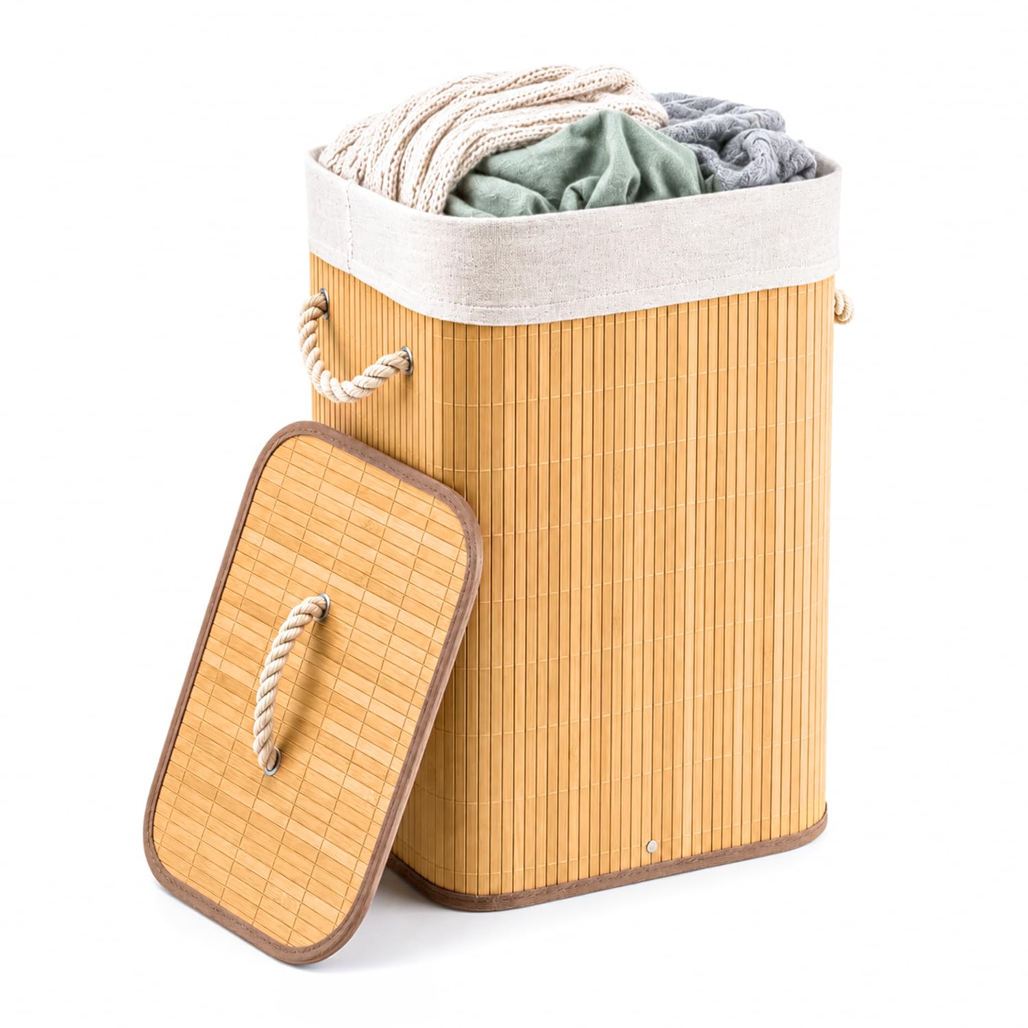 Panier à linge en bambou Besto pour une salle de bain zen et ordonnée