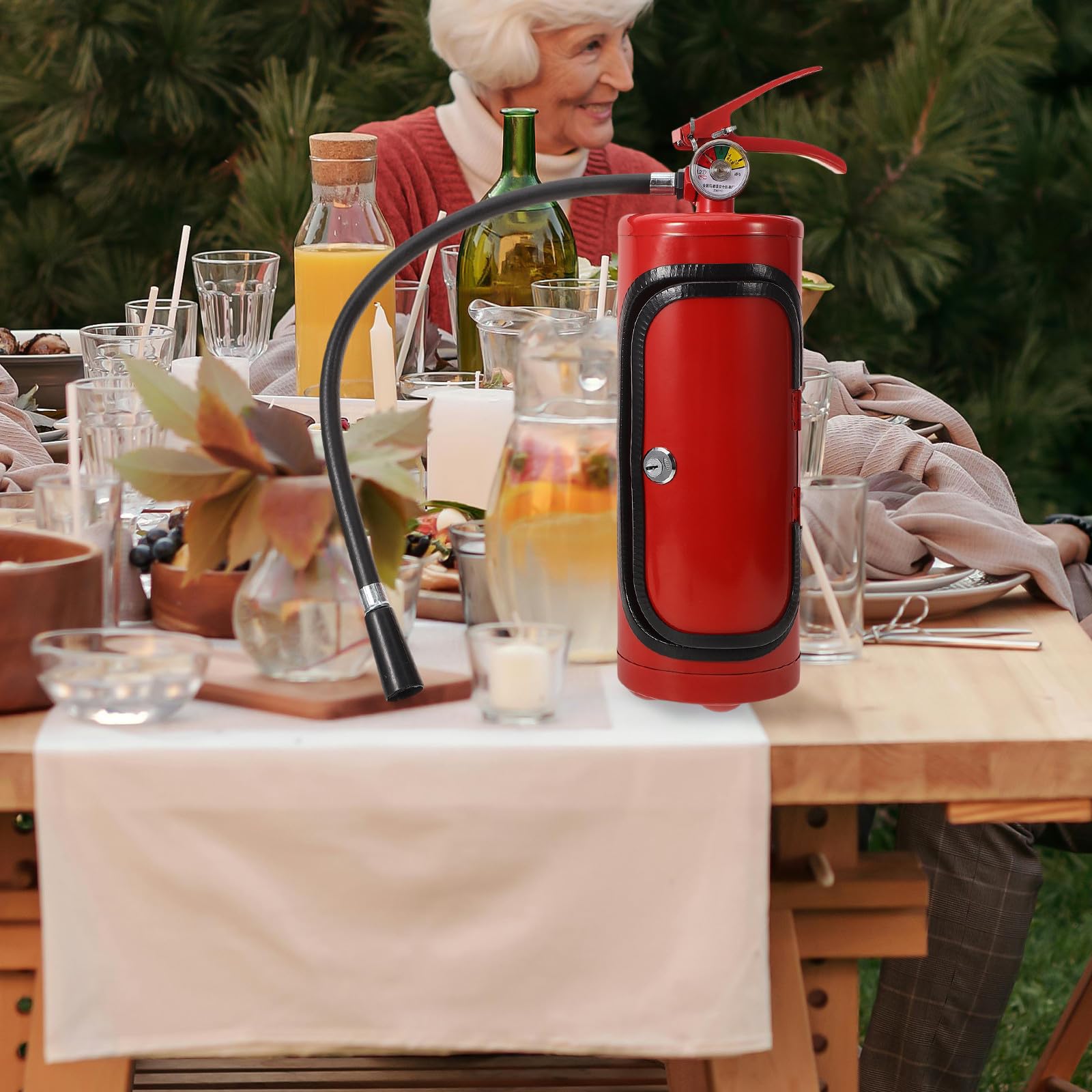 Generisch Feuerlöscher Minibar als Flaschenorganizer aus Robustem Metall Stilvolle Aufbewahrung für Wein und Spirituosen Geeignet für Feuerwehrleute und Sammler