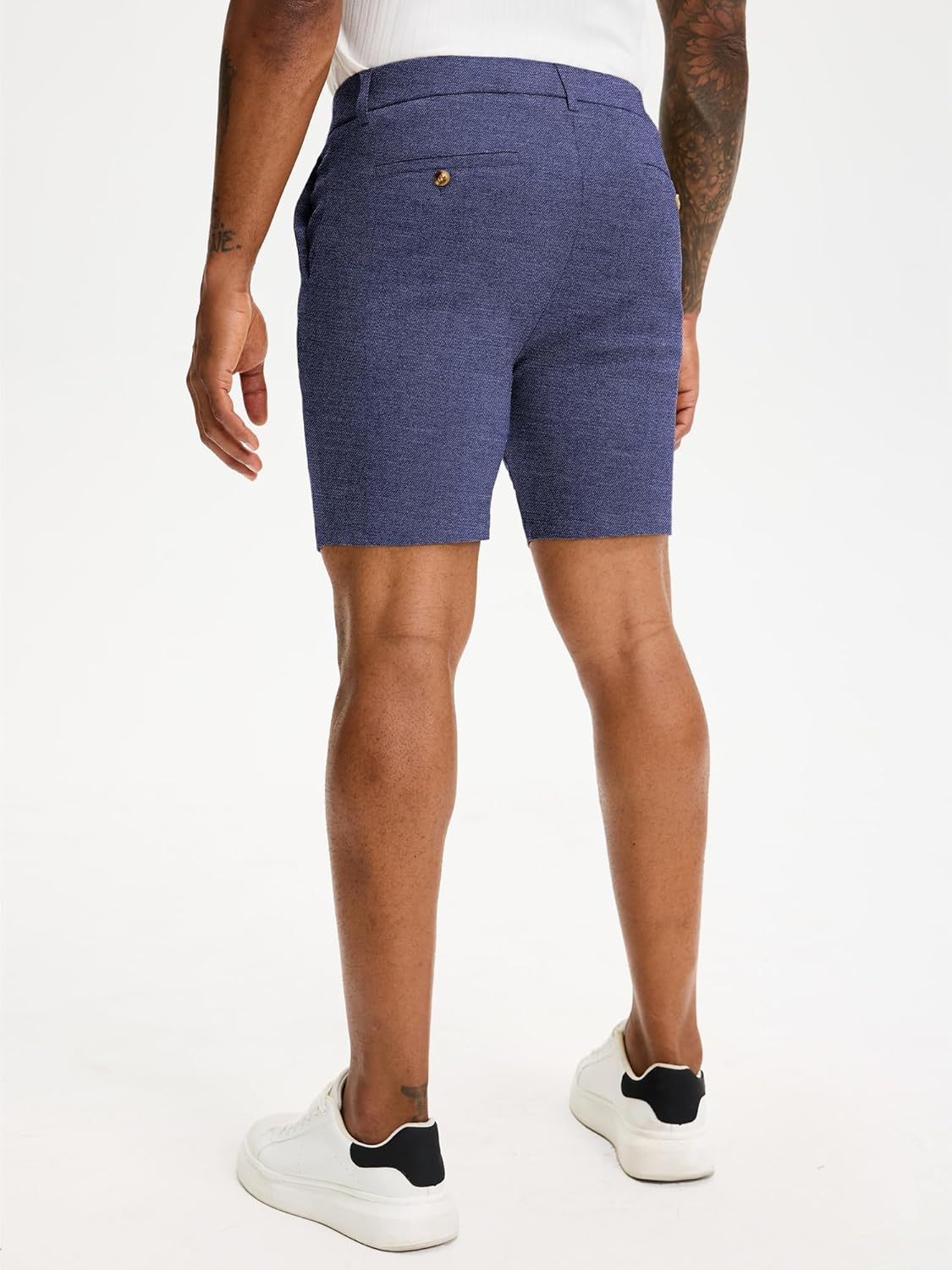Comdecevis Men's Slim Fit 7" Inseam Chino Shorts - Stretch Skinny Dress Shorts for Work Casual