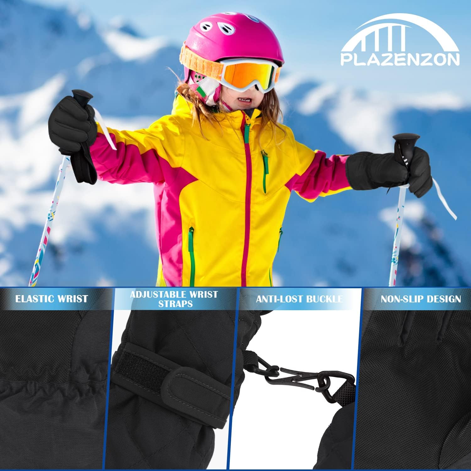 Kids Snow Gloves Waterproof Insulated,Kids Winter Gloves for Skiing,Snow Gloves for Kids Snowborading Girl Boy 7-10