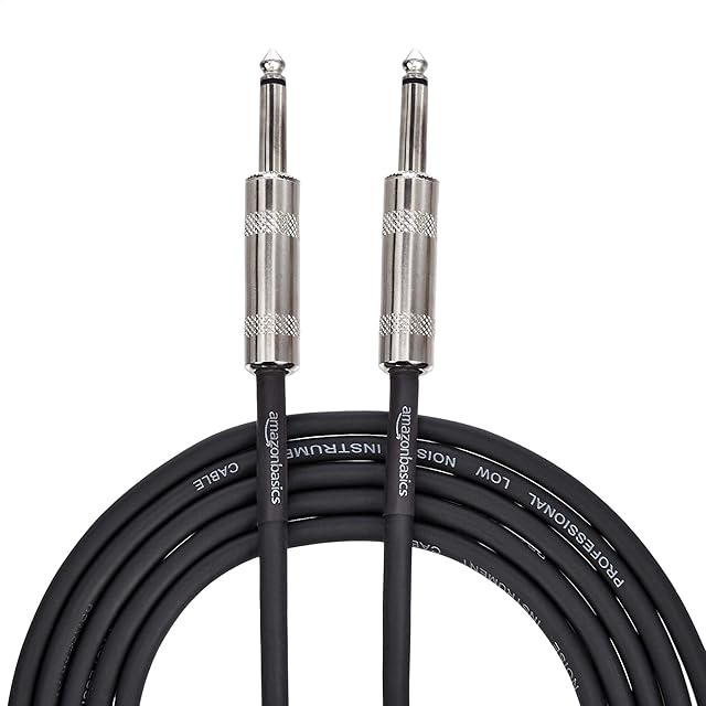Amazon Basics 6.35 mm Straight Instrument Cable - 25 cm (Black)