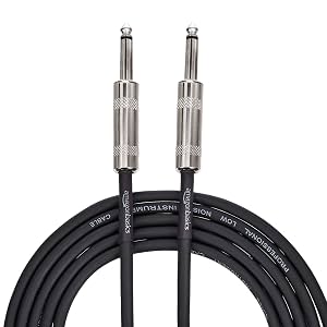 Cable de instrumento recto de 1/4 pulgada TS de Amazon Basics para guitarra eléctrica, bajo y teclado con blindaje antirruido, 10 pies, negro