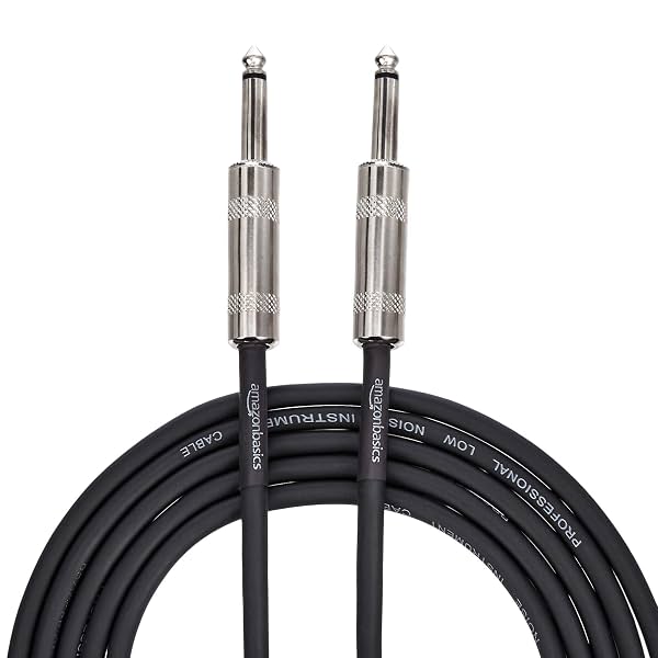 Cable de instrumento recto de 1/4 pulgada TS de Amazon Basics para guitarra eléctrica, bajo y teclado con blindaje antirruido, 10 pies, negro