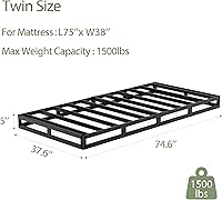 Vista 3 de Base de cama de metal resistente de 5 pulgadas con funda de somier de metal resistente y perfil bajo de 5 pulgadas para marco de cama, base