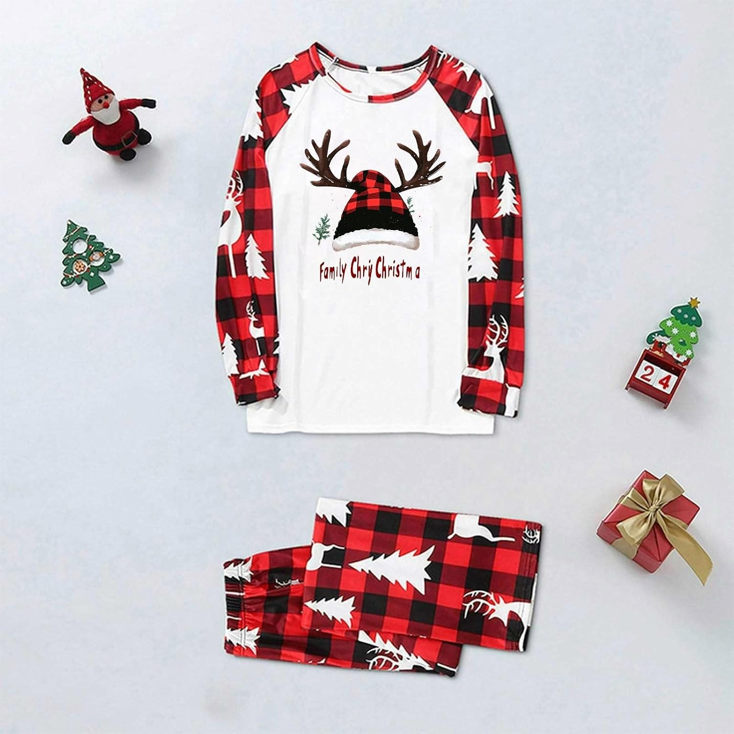 YRAETENM Matching Christmas Pajamas for Family Xmas Holiday Jammies Family Christmas Matching Sets Cute Sleepwear Pajamas