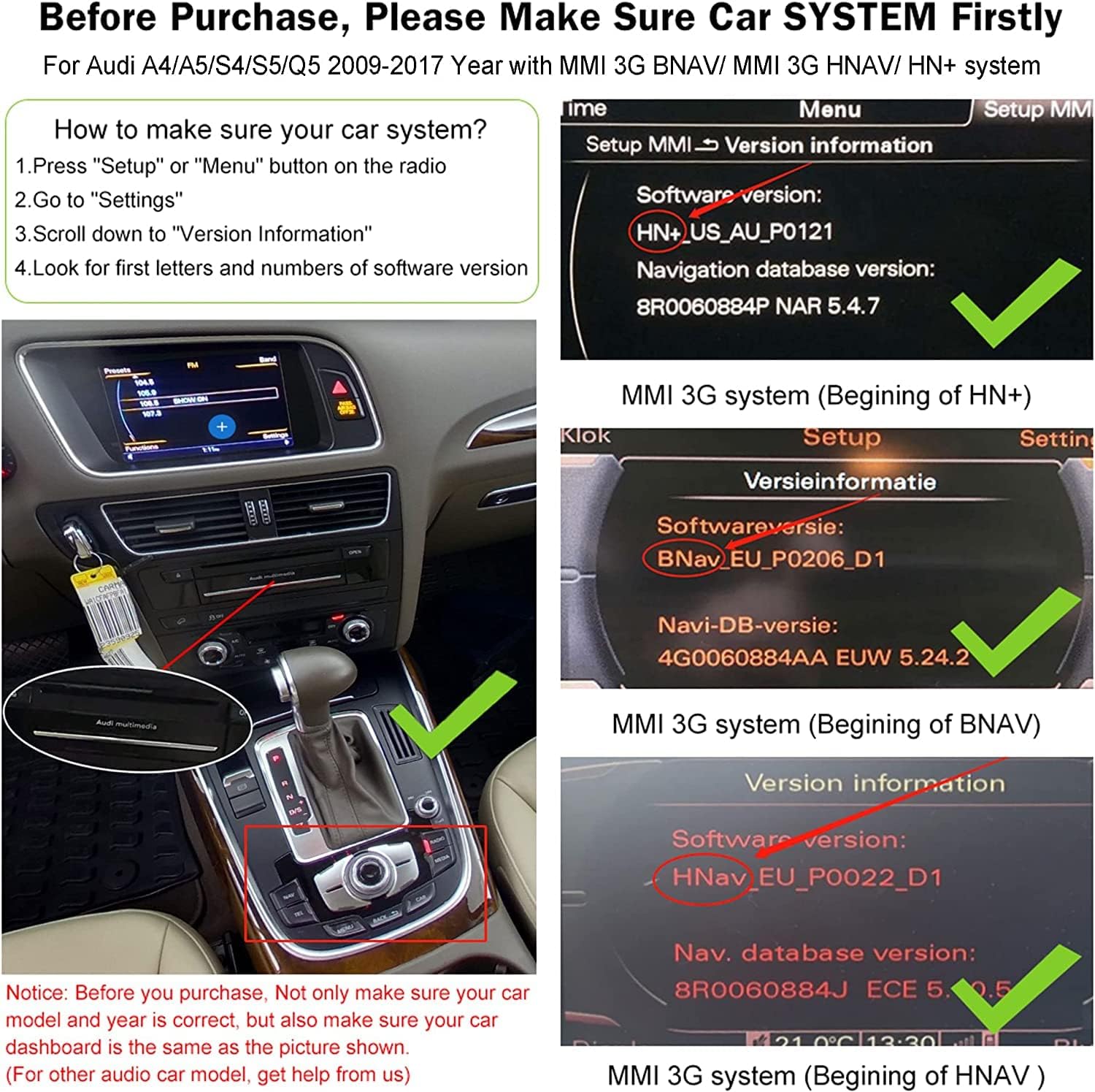 Guide to check Audi MMI 3G system version