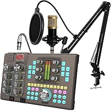 Podcast Equipment Bundle Audio Mixer With XLR Microphone Kit for Live Streaming, Podcasting, Recording, Gaming, PC, Guitar (Black)