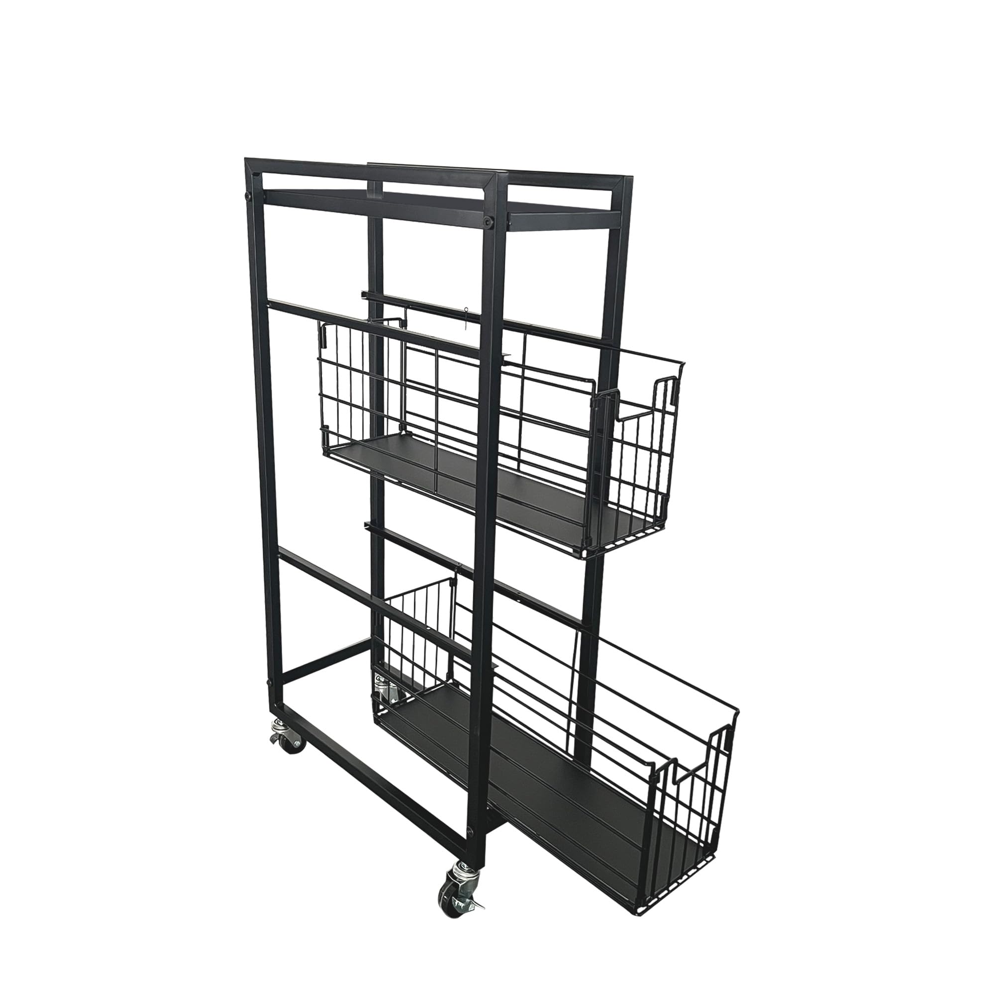 Chariot de Rangement Coulissant à 3 Niveaux - Chariot Utilitaire Universel en Métal pour Maison, Cuisine, Salle de Bain, Chambre à Coucher, Bureau, Salle de Classe, Barre de Fournitures de Nettoyage