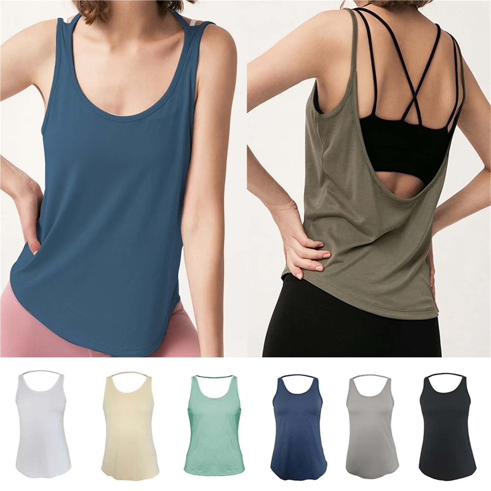 Canotta da Yoga Senza Maniche Ampia Schienale Corsa ad Asciugatura Rapida Donna Gilet Sportivo Palestra Fitness Top Allenamento Camicie per La Corsa, Lo Yoga