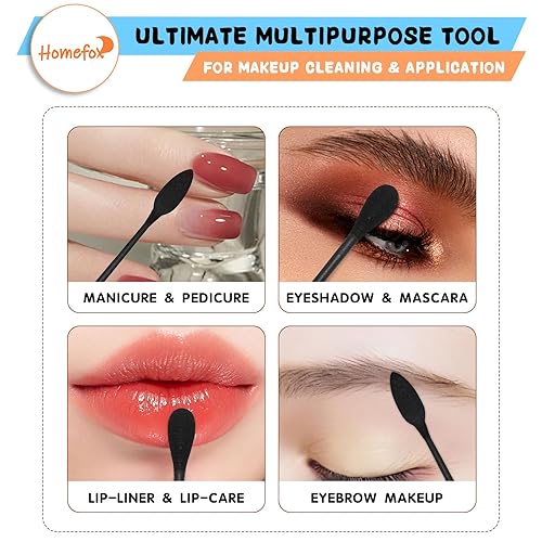 Miniatura 8 de HOMEFOX Hisopos de algodón negro XL de precisión puntiaguda, 250 unidades extra grandes y gruesos, brotes de algodón orgánico puntiagudo, puntas de