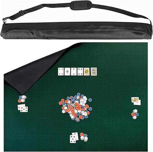 Miniatura 26 de Tapete de juego de mesa de 42 x 66 pulgadas, tapete Mahjong para mesa con bolsa de transporte, tapete de juego de neopreno antideslizante, cubierta