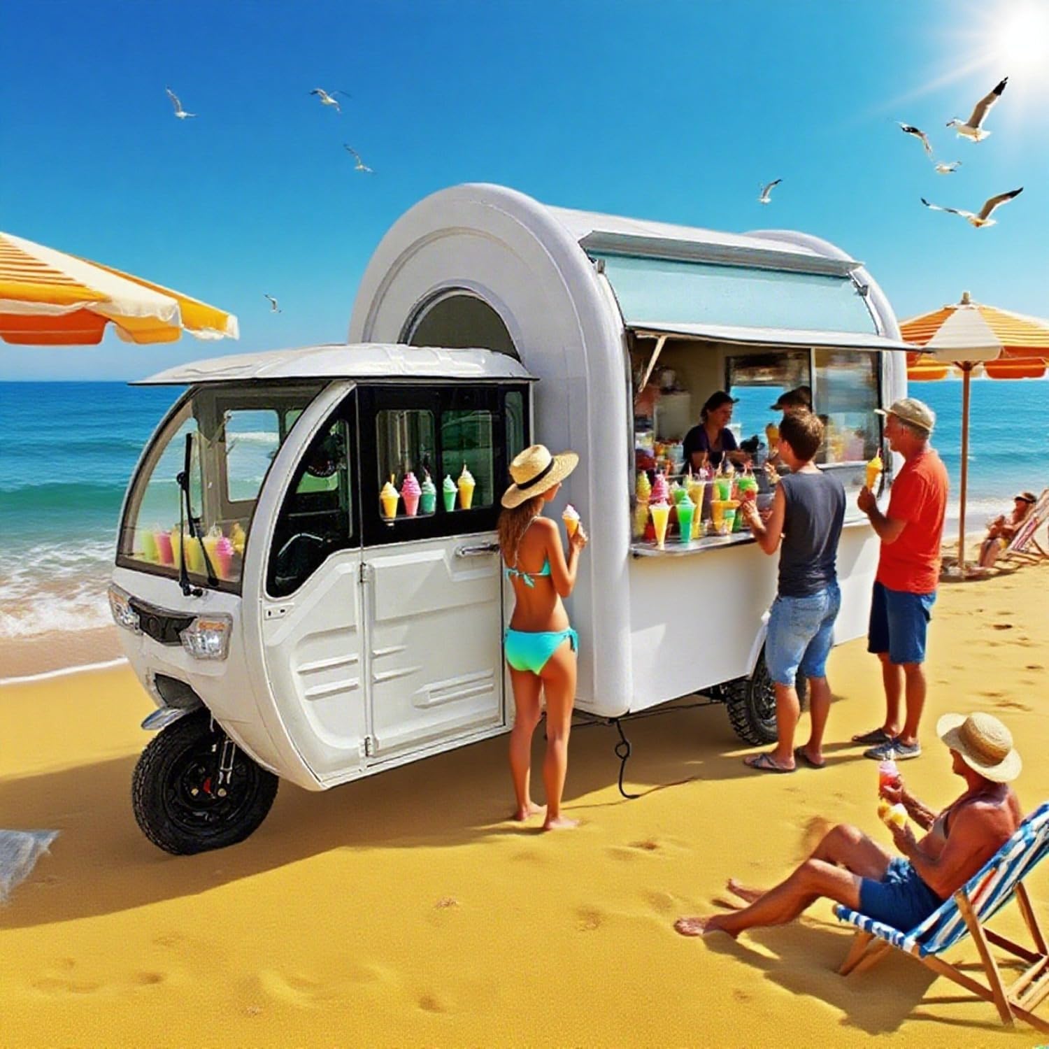 Food trailer Mobile setup with full kitchen for coffee hot dog ice cream fast food services small food truck and mini food car options for street vendors, including equipment for sale