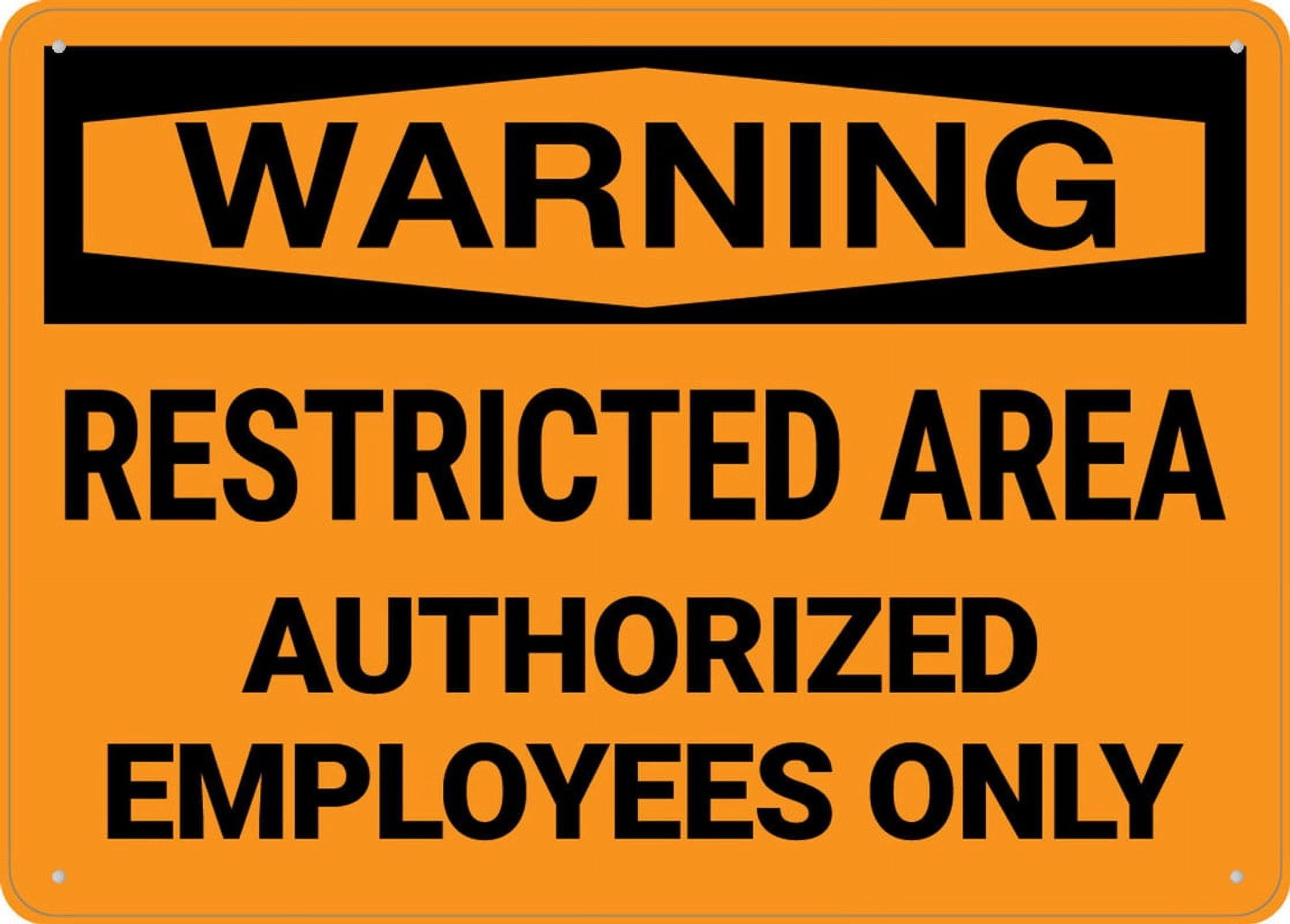Peiyeety A04 Warning Restricted Area Authorized Employees Only Sign Warning Tin Sign Home Kitchen Farm Garden Garage Wall Decor 12X16 Inches