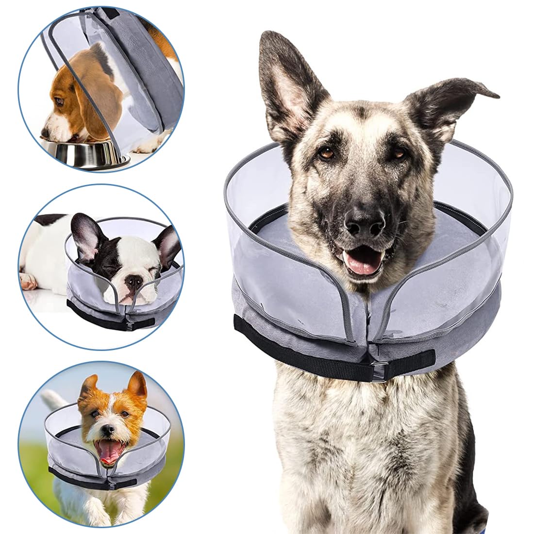 NHQZ Collerette Gonflable avec Entonnoir de Protection Anti-Léchage pour Chiens Collier Lune Adapté aux Chiens de Plus de 5 kg