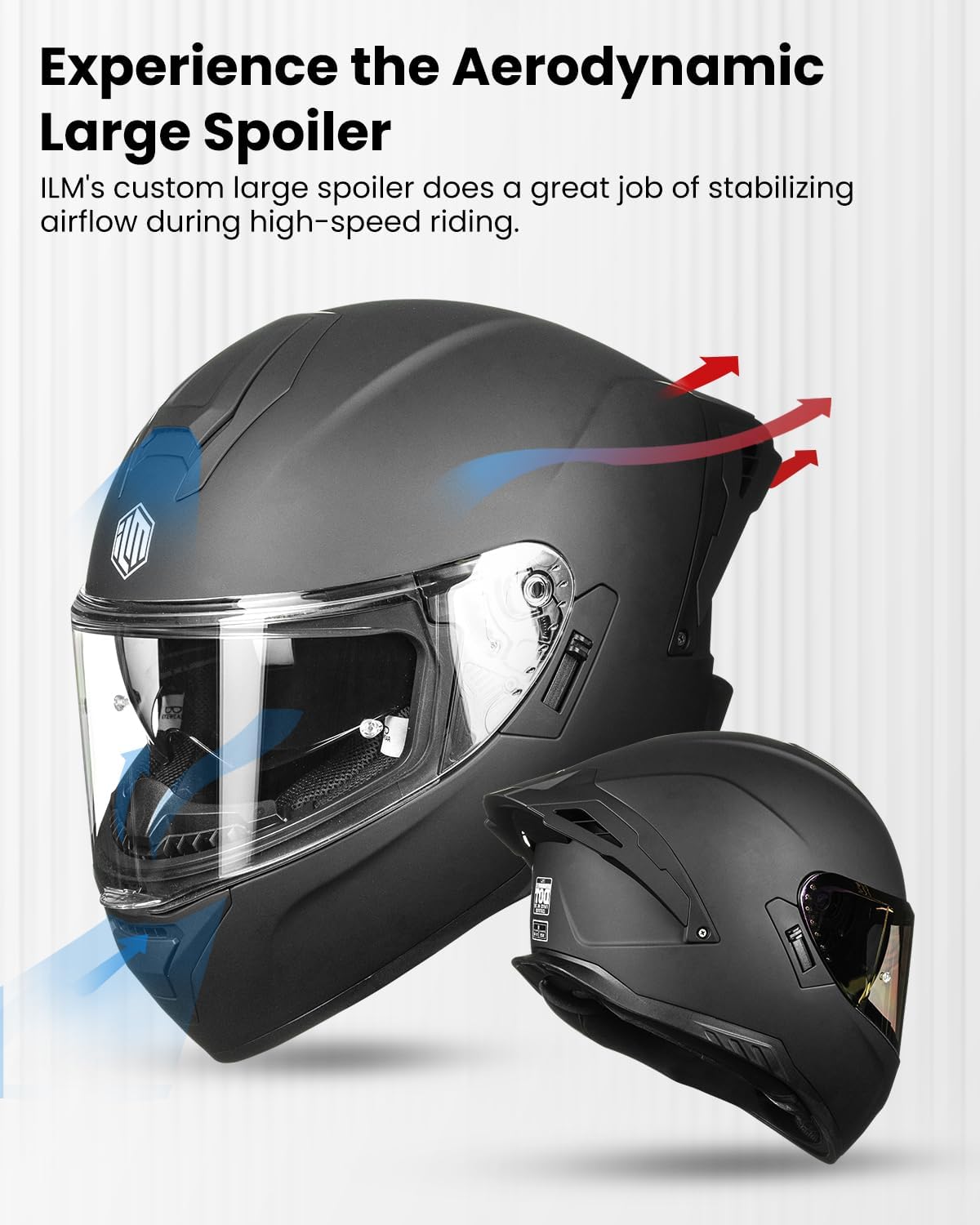 ILM Motorcycle Helmets for Men Women Full Face Helmets for Adults Motorcycle with Dual Visors Casco Para Moto 619 (Matte Black, M)